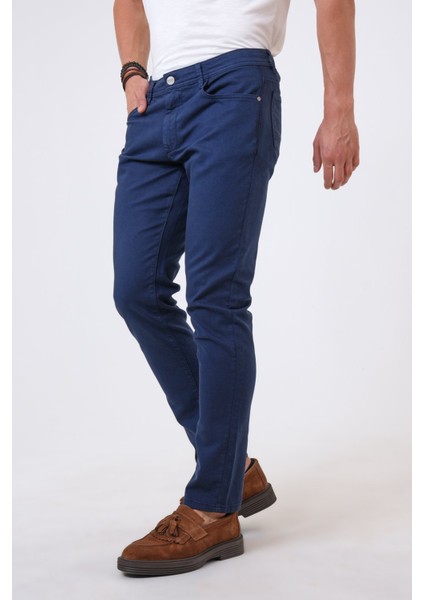 Lacivert Slim Fit 5 Cepli Pamuklu Denim Pantolon fiyatları