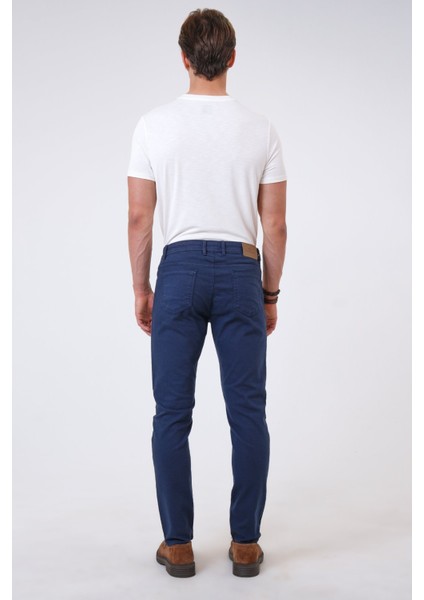 Lacivert Slim Fit 5 Cepli Pamuklu Denim Pantolon indirimleri