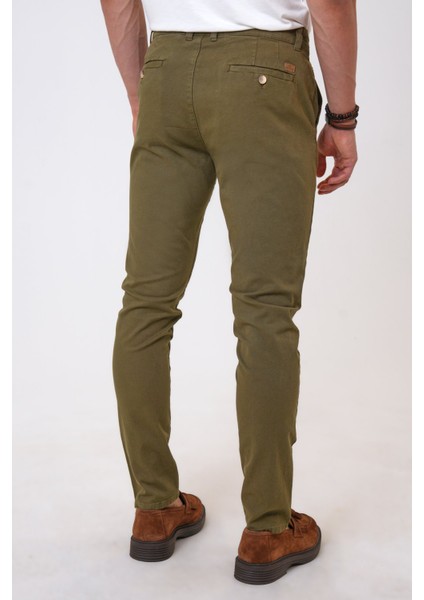 Yeşil Slim Fit Pamuklu Armürlü Chino Pantolon modelleri