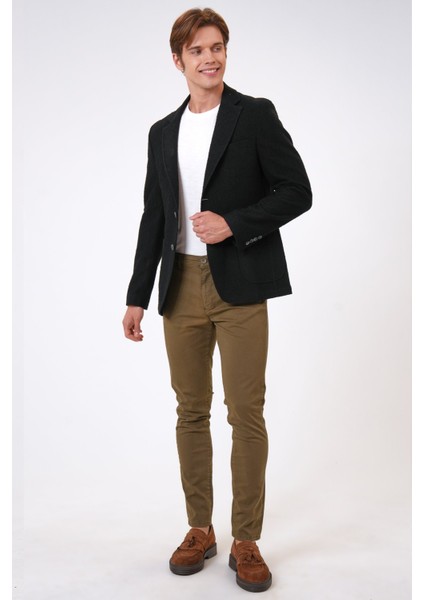 Siyah Slim Fit Mono Yaka Ceket modelleri