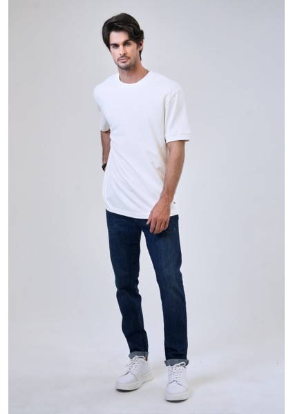 Beyaz Relaxed Fit %100 Pamuk Kısa Kollu Bisiklet Yaka Sweatshirt indirimleri