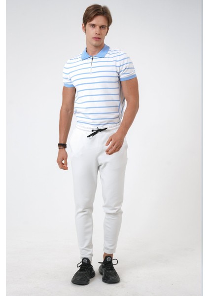 Açık Gri Regular Fit Pamuklu Beli Bağlamalı Jogger Pantolon