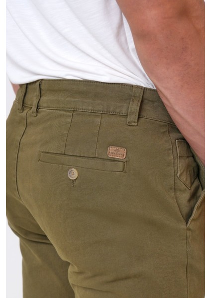 Yeşil Slim Fit Pamuklu Armürlü Chino Pantolon fırsatları