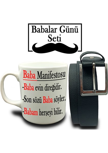 Babalar Gününe Özel Kişiye Özel Baba Manifestosu Kupa & Kemer Hediye Seti