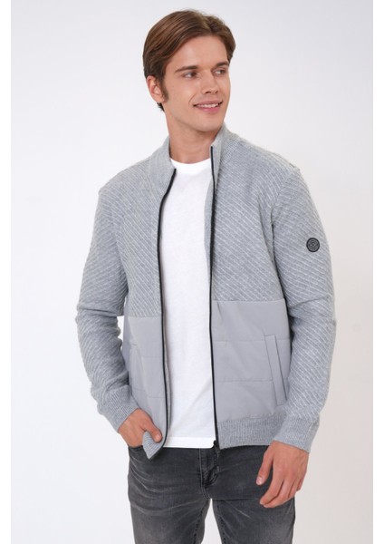 Gri Regular Fit Desenli Yumuşak Dokulu Fermuarlı Hırka fiyatları