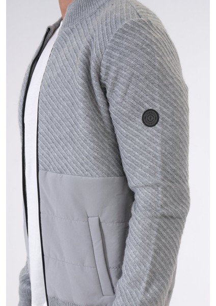 Gri Regular Fit Desenli Yumuşak Dokulu Fermuarlı Hırka modelleri