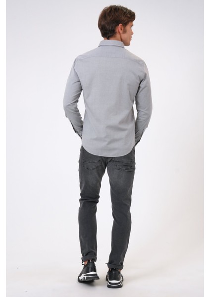 Gri Slim Fit %100 Pamuk Kolay Ütülenebilir Oxford Gömlek indirimleri