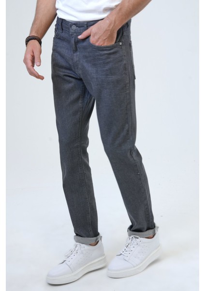 Koyu Gri Slim Fit 5 Cepli Pamuklu Denim Pantolon fiyatları