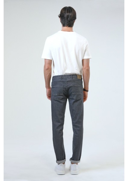 Koyu Gri Slim Fit 5 Cepli Pamuklu Denim Pantolon modelleri