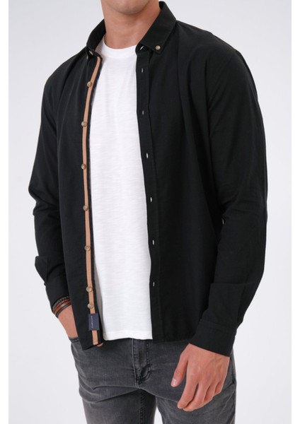 Siyah Slim Fit %100 Pamuk Kolay Ütülenebilir Oxford Gömlek modelleri
