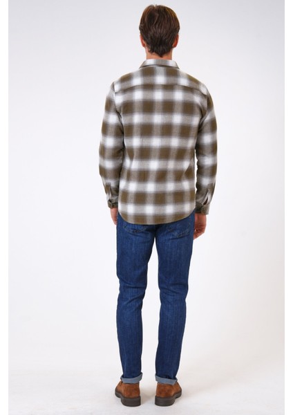 Haki Regular Fit %100 Pamuk Ekoseli Gömlek indirimleri