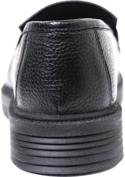 %100 Deri Termo Tabanlı Bağcıksız Siyah Püsküllü Loafer Ayakkabı indirimleri