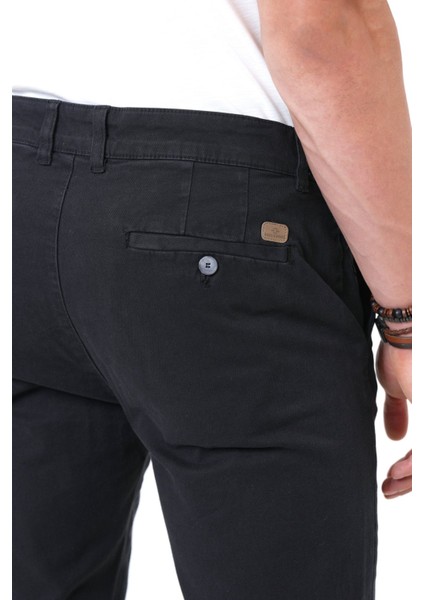 Siyah Slim Fit Pamuklu Armürlü Chino Pantolon fırsatları
