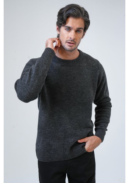 Antrasit Regular Fit Bisiklet Yaka Triko Kazak fiyatları