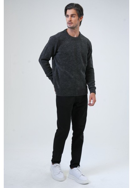 Antrasit Regular Fit Bisiklet Yaka Triko Kazak fırsatları