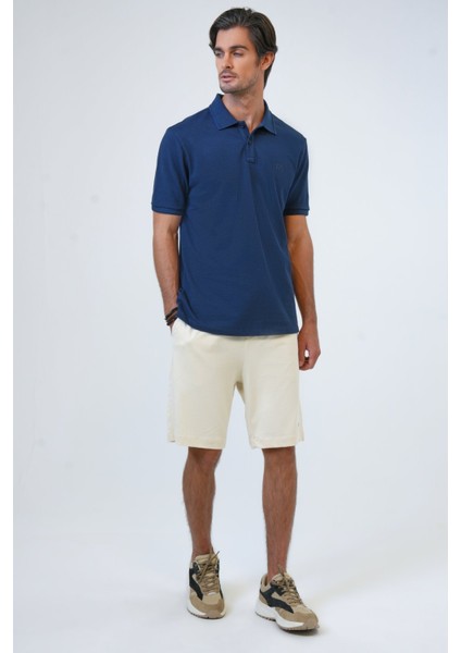 Lacivert Relaxed Fit Pamuk Polo Yaka Tişört