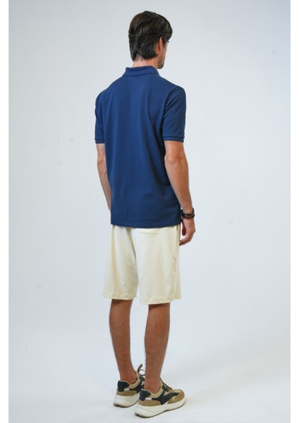 Lacivert Relaxed Fit Pamuk Polo Yaka Tişört