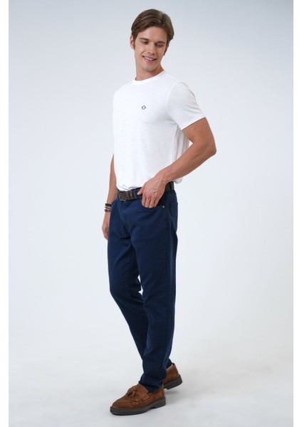 Lacivert Slim Fit 5 Cepli Pamuklu Kanvas Pantolon fiyatları