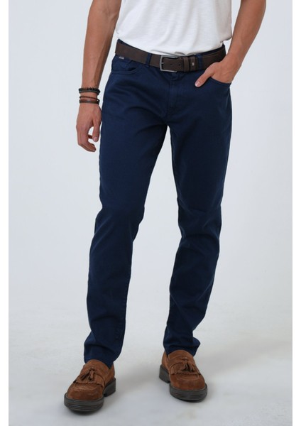 Lacivert Slim Fit 5 Cepli Pamuklu Kanvas Pantolon indirimleri