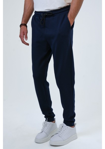 Lacivert Regular Fit Pamuklu Beli Bağlamalı Jogger Pantolon modelleri