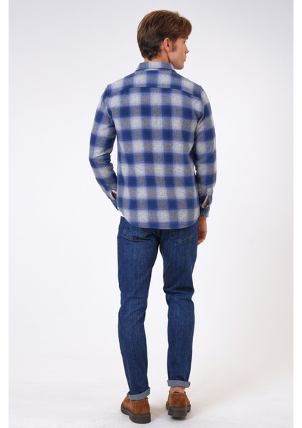 Mavi Regular Fit %100 Pamuk Ekoseli Gömlek fırsatları