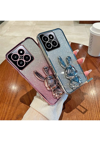 Xiaomi 14 Glitter Elektroliz Tavşan Telefon Kapağı (Yurt Dışından) modelleri