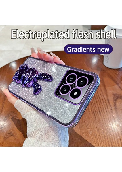 Xiaomi 14 Glitter Elektroliz Tavşan Telefon Kapağı (Yurt Dışından)