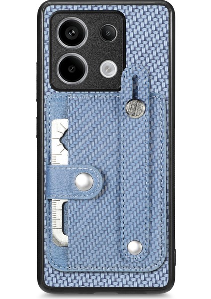Xiaomi Redmi Note 13 Pro 5G Kılıf Kart Yuvası Telefon Kapağı Karbon Fiber Doku-Mavi için (Yurt Dışından)