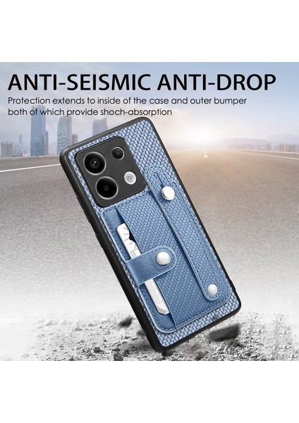 Xiaomi Redmi Note 13 Pro 5G Kılıf Kart Yuvası Telefon Kapağı Karbon Fiber Doku-Mavi için (Yurt Dışından) indirimleri