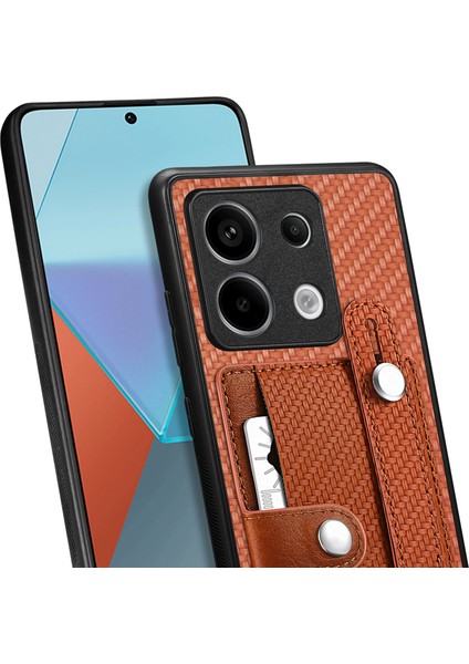 Xiaomi Redmi Note 13 Pro 5G Kılıf Kart Yuvası Telefon Kapağı Karbon Fiber Doku-Kahverengi için (Yurt Dışından) indirimleri