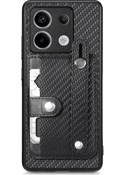Xiaomi Redmi Note 13 Pro 5G Kılıf Kart Yuvası Telefon Kapağı Karbon Fiber Doku-Siyah (Yurt Dışından)