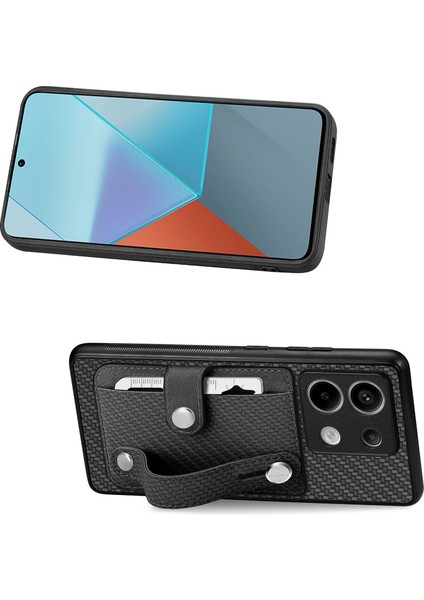 Xiaomi Redmi Note 13 Pro 5G Kılıf Kart Yuvası Telefon Kapağı Karbon Fiber Doku-Siyah (Yurt Dışından) fiyatları