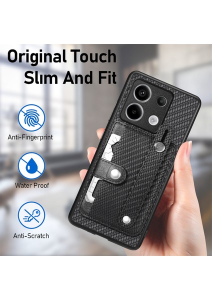 Xiaomi Redmi Note 13 Pro 5G Kılıf Kart Yuvası Telefon Kapağı Karbon Fiber Doku-Siyah (Yurt Dışından) indirimleri