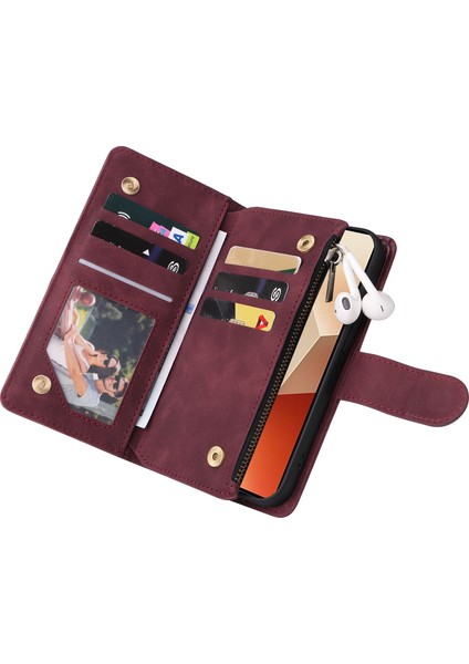 Xiaomi Redmi Note 13 5g Deri Telefon Koruyucu Kapak Fermuar Cüzdan Kart Sahibinin (Yurt Dışından)
