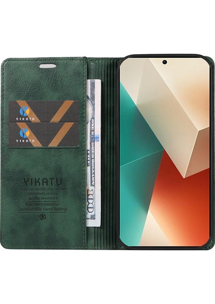 Xiaomi Redmi Note 13 5g Litchi Doku Deri Cüzdan Telefon Kapağı (Yurt Dışından)
