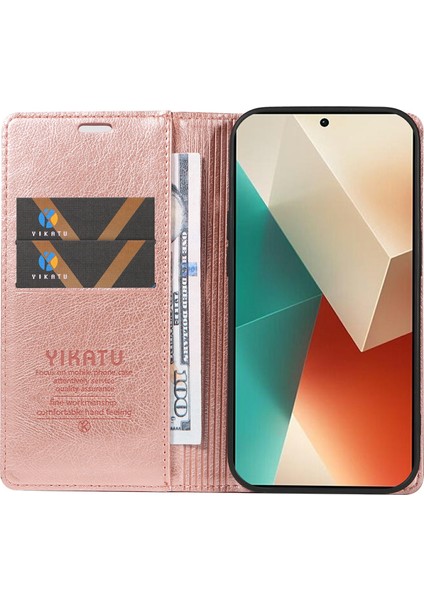 Xiaomi Redmi Note 13 5g Litchi Doku Deri Cüzdan Telefon Kapağı (Yurt Dışından)