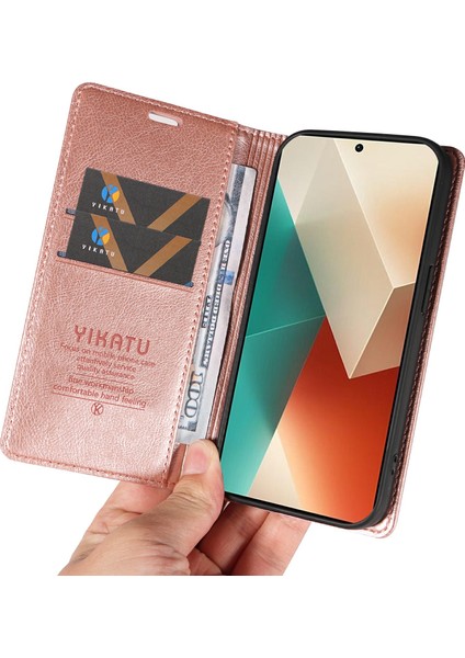 Xiaomi Redmi Note 13 5g Litchi Doku Deri Cüzdan Telefon Kapağı (Yurt Dışından)