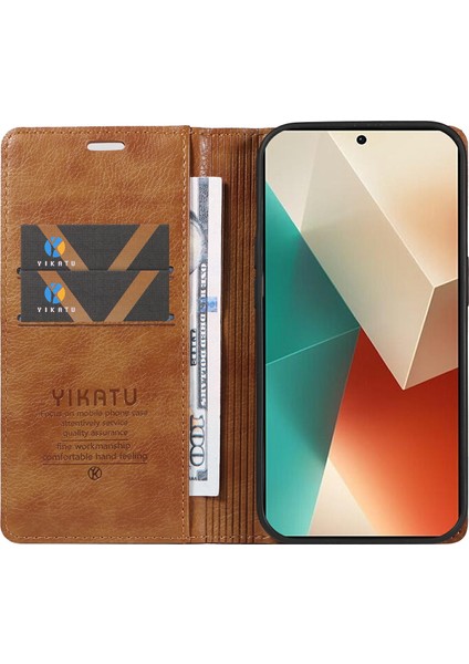 Xiaomi Redmi Note 13 5g Litchi Doku Deri Cüzdan Telefon Kapağı (Yurt Dışından)