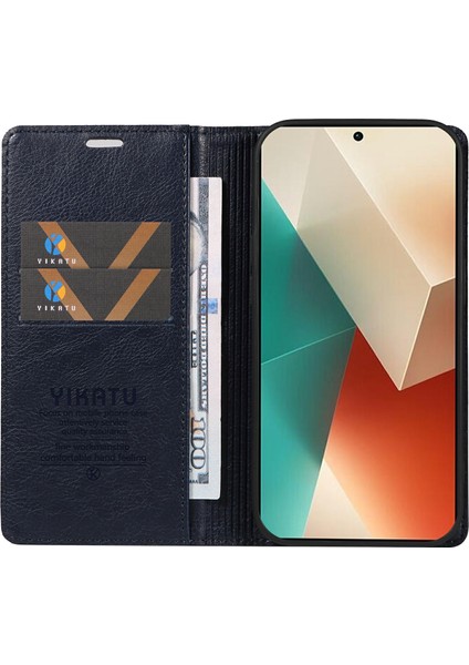 Xiaomi Redmi Note 13 5g Litchi Doku Deri Cüzdan Telefon Kapağı (Yurt Dışından)