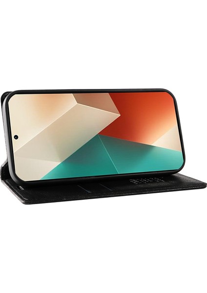 Xiaomi Redmi Note 13 5g Litchi Doku Deri Cüzdan Telefon Kapağı (Yurt Dışından)