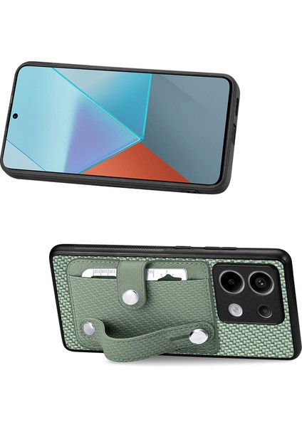 Xiaomi Redmi Note 13 Pro 5G Kılıf Kart Yuvası Telefon Kapağı Karbon Fiber Doku-Yeşil için (Yurt Dışından) fırsatları