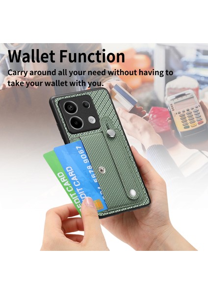 Xiaomi Redmi Note 13 Pro 5G Kılıf Kart Yuvası Telefon Kapağı Karbon Fiber Doku-Yeşil için (Yurt Dışından) indirimleri