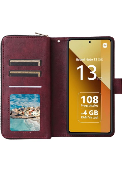 Xiaomi Redmi Note 13 5g Fermuarlı Cüzdan Pu Deri Telefon Kılıfı Askılı (Yurt Dışından)