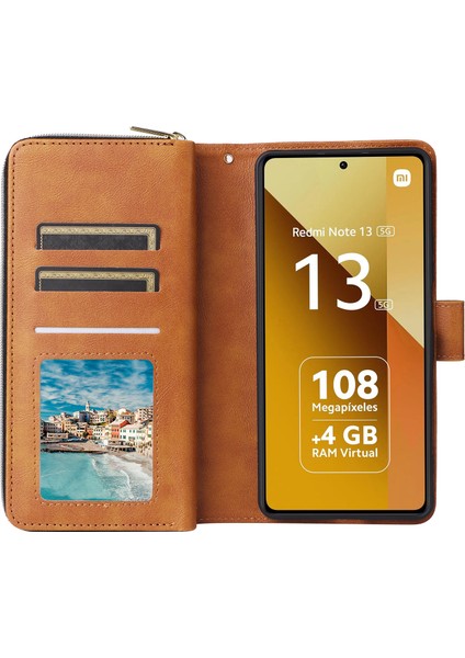 Xiaomi Redmi Note 13 5g Fermuarlı Cüzdan Pu Deri Telefon Kılıfı Askılı (Yurt Dışından)