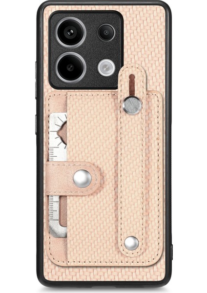 Xiaomi Redmi Note 13 Pro 5G Kılıf Kart Yuvası Telefon Kapağı Karbon Fiber Doku-Haki için (Yurt Dışından)