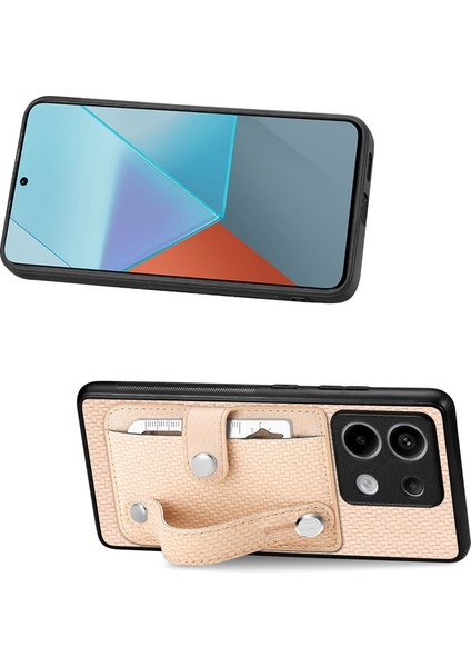 Xiaomi Redmi Note 13 Pro 5G Kılıf Kart Yuvası Telefon Kapağı Karbon Fiber Doku-Haki için (Yurt Dışından) fırsatları
