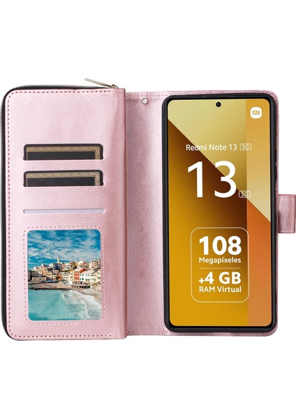 Xiaomi Redmi Note 13 5g Fermuarlı Cüzdan Pu Deri Telefon Kılıfı Askılı (Yurt Dışından)