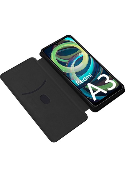 Xiaomi Poco C61 4g Deri Karbon Fiber Doku Manyetik Telefon Kapağı (Yurt Dışından)