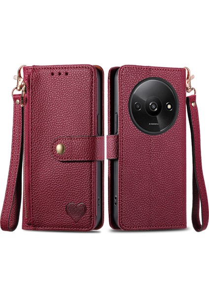 Xiaomi Poco C61 4g Rfıd Engelleme Fermuar Cüzdan Deri Çevirme Telefon Kapağı (Yurt Dışından)