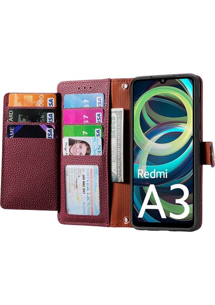 Xiaomi Poco C61 4g Rfıd Engelleme Fermuar Cüzdan Deri Çevirme Telefon Kapağı (Yurt Dışından) fırsatları